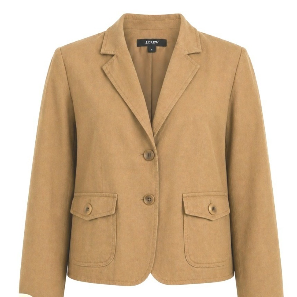 Lands' End Wool Blend Blazer 10 Tan Classic Two-Button‎ Tailored Office Jacket